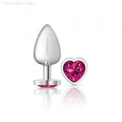 Cheeky Charms - Silver Metal Butt Plug - Heart/Pink-French Quarter Lingerie Cheeky Charms - Silver Metal Butt Plug - Heart/Pink-French Quarter Lingerie