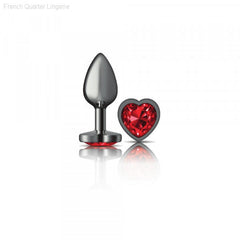Cheeky Charms - Gunmetal Metal Butt Plug - Heart/Dark Red-French Quarter Lingerie Cheeky Charms - Gunmetal Metal Butt Plug - Heart/Dark Red-French Quarter Lingerie