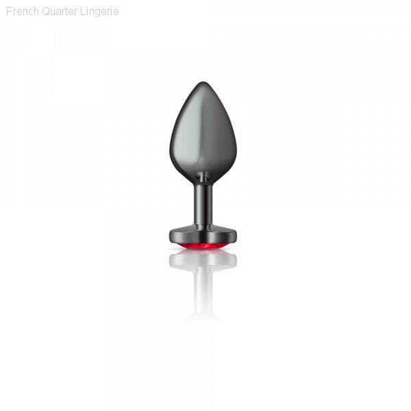 Cheeky Charms - Gunmetal Metal Butt Plug - Heart/Dark Red-French Quarter Lingerie Cheeky Charms - Gunmetal Metal Butt Plug - Heart/Dark Red-French Quarter Lingerie