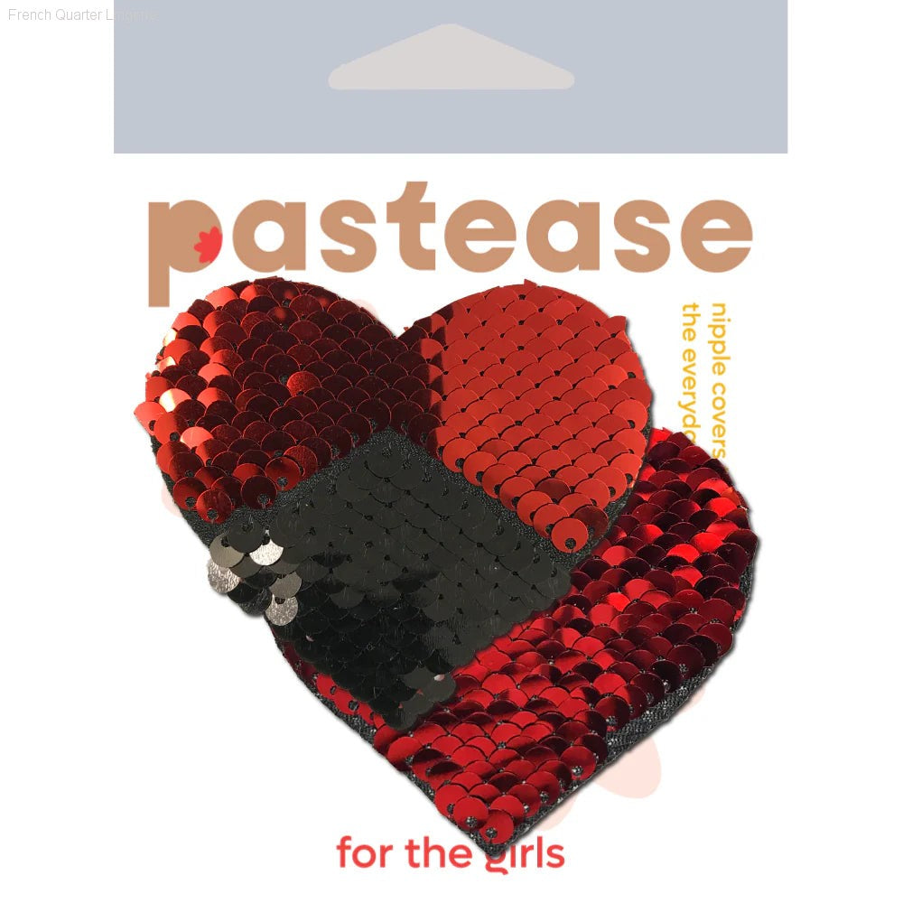 Love: Red & Black Color Changing Sequin Heart Nipple Pasties By Pastease® Love: Red & Black Color Changing Sequin Heart Nipple Pasties By Pastease®