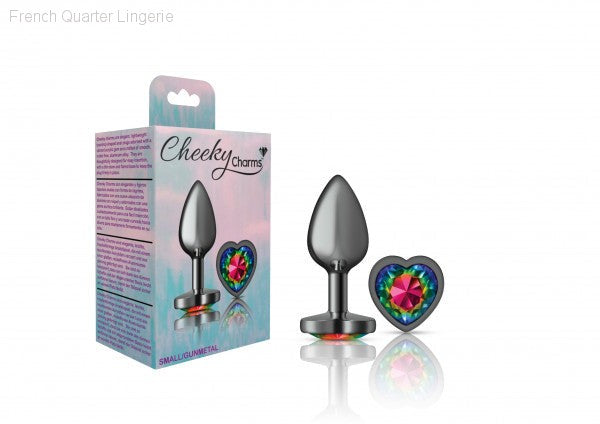 Cheeky Charms - Gunmetal Metal Butt Plug - Heart/Rainbow-French Quarter Lingerie Cheeky Charms - Gunmetal Metal Butt Plug - Heart/Rainbow-French Quarter Lingerie