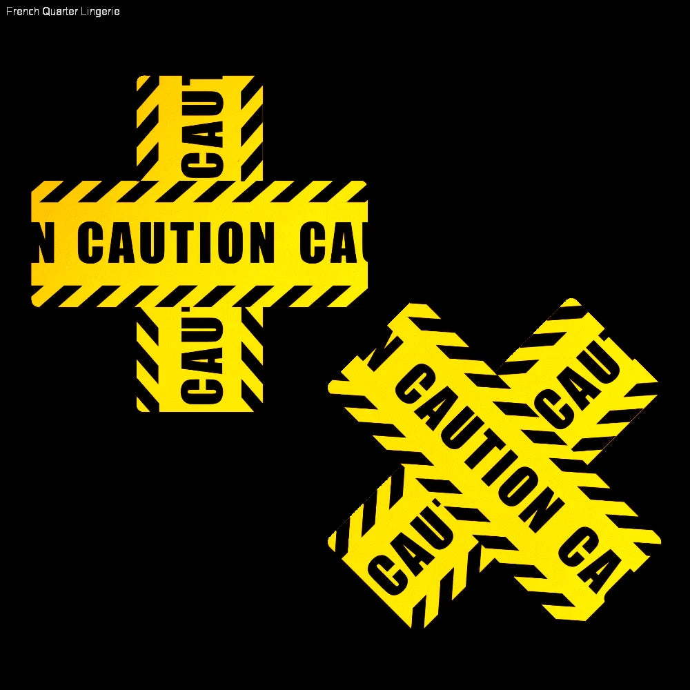 Plus X: Crossed Caution Tape Nipple Pasties By Pastease® Plus X: Crossed Caution Tape Nipple Pasties By Pastease®
