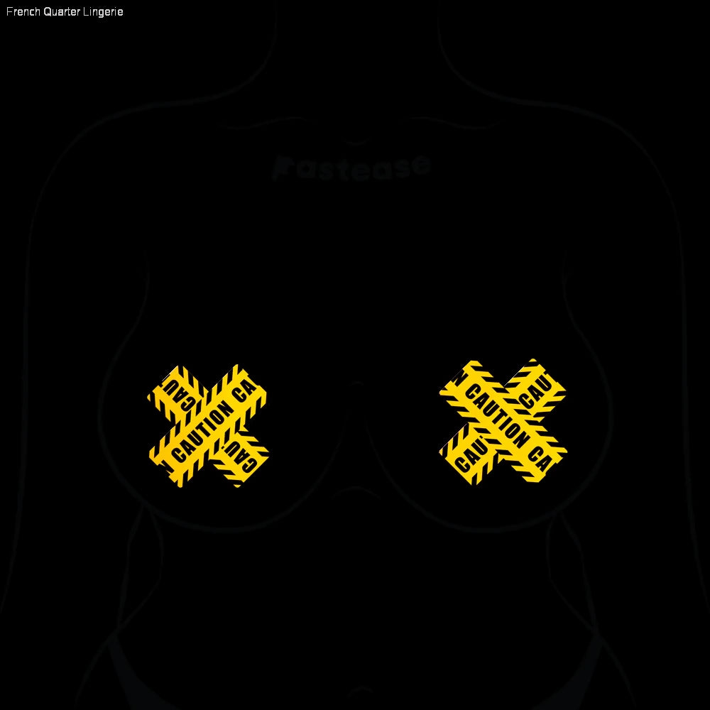 Plus X: Crossed Caution Tape Nipple Pasties By Pastease® Plus X: Crossed Caution Tape Nipple Pasties By Pastease®