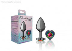 Cheeky Charms - Gunmetal Metal Butt Plug - Heart/Rainbow-French Quarter Lingerie Cheeky Charms - Gunmetal Metal Butt Plug - Heart/Rainbow-French Quarter Lingerie