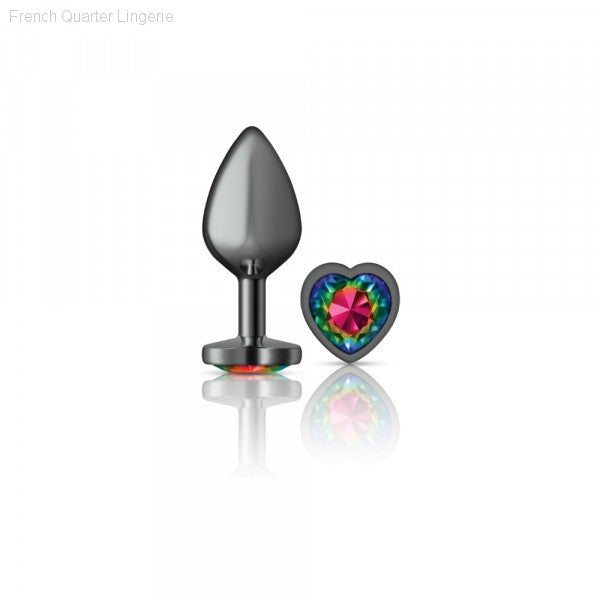 Cheeky Charms - Gunmetal Metal Butt Plug - Heart/Rainbow-French Quarter Lingerie Cheeky Charms - Gunmetal Metal Butt Plug - Heart/Rainbow-French Quarter Lingerie