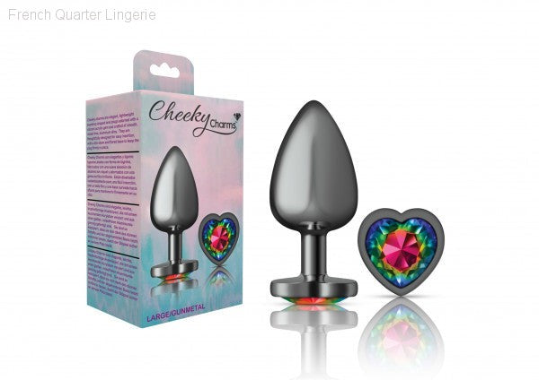 Cheeky Charms - Gunmetal Metal Butt Plug - Heart/Rainbow-French Quarter Lingerie Cheeky Charms - Gunmetal Metal Butt Plug - Heart/Rainbow-French Quarter Lingerie