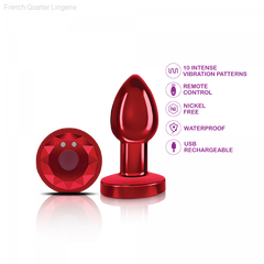Cheeky Charms - Rechargeable Vibrating Metal Butt Plug With Remote Control - Red Cheeky Charms - Rechargeable Vibrating Metal Butt Plug With Remote Control - Red
