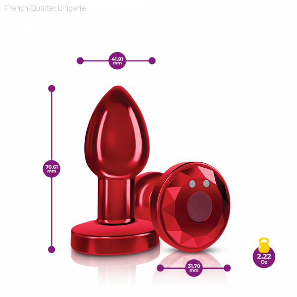 Cheeky Charms - Rechargeable Vibrating Metal Butt Plug With Remote Control - Red Cheeky Charms - Rechargeable Vibrating Metal Butt Plug With Remote Control - Red