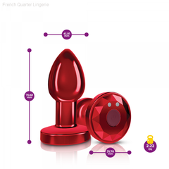 Cheeky Charms - Rechargeable Vibrating Metal Butt Plug With Remote Control - Red Cheeky Charms - Rechargeable Vibrating Metal Butt Plug With Remote Control - Red