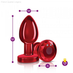Cheeky Charms - Rechargeable Vibrating Metal Butt Plug With Remote Control - Red Cheeky Charms - Rechargeable Vibrating Metal Butt Plug With Remote Control - Red