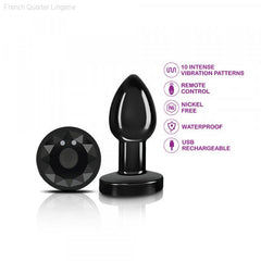 Cheeky Charms - Rechargeable Vibrating Metal Butt Plug with Remote Control - Black-French Quarter Lingerie Cheeky Charms - Rechargeable Vibrating Metal Butt Plug with Remote Control - Black-French Quarter Lingerie