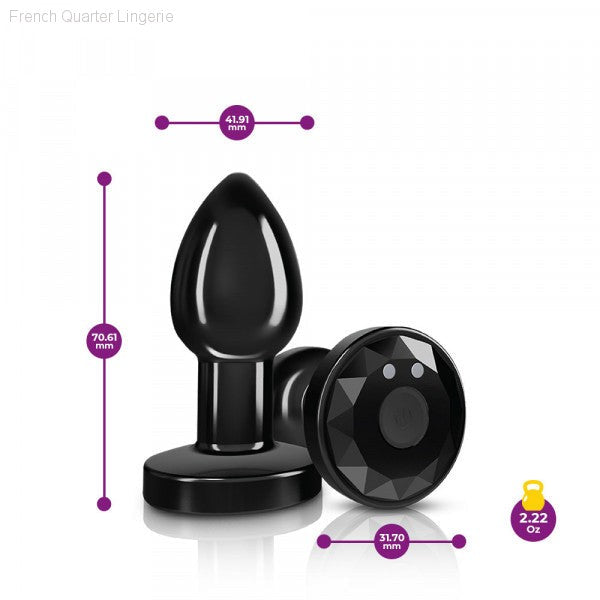 Cheeky Charms - Rechargeable Vibrating Metal Butt Plug with Remote Control - Black-French Quarter Lingerie Cheeky Charms - Rechargeable Vibrating Metal Butt Plug with Remote Control - Black-French Quarter Lingerie