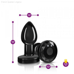 Cheeky Charms - Rechargeable Vibrating Metal Butt Plug with Remote Control - Black-French Quarter Lingerie Cheeky Charms - Rechargeable Vibrating Metal Butt Plug with Remote Control - Black-French Quarter Lingerie