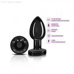 Cheeky Charms - Rechargeable Vibrating Metal Butt Plug with Remote Control - Black-French Quarter Lingerie Cheeky Charms - Rechargeable Vibrating Metal Butt Plug with Remote Control - Black-French Quarter Lingerie