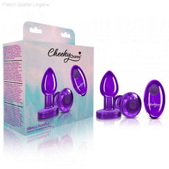 Cheeky Charms - Rechargeable Vibrating Metal Butt Plug with Remote Control - Purple-French Quarter Lingerie Cheeky Charms - Rechargeable Vibrating Metal Butt Plug with Remote Control - Purple-French Quarter Lingerie