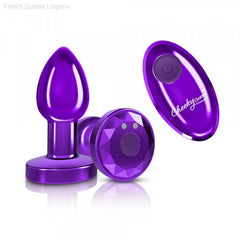 Cheeky Charms - Rechargeable Vibrating Metal Butt Plug With Remote Control - Purple Cheeky Charms - Rechargeable Vibrating Metal Butt Plug With Remote Control - Purple