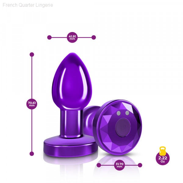 Cheeky Charms - Rechargeable Vibrating Metal Butt Plug With Remote Control - Purple Cheeky Charms - Rechargeable Vibrating Metal Butt Plug With Remote Control - Purple