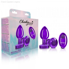 Cheeky Charms - Rechargeable Vibrating Metal Butt Plug with Remote Control - Purple-French Quarter Lingerie Cheeky Charms - Rechargeable Vibrating Metal Butt Plug with Remote Control - Purple-French Quarter Lingerie