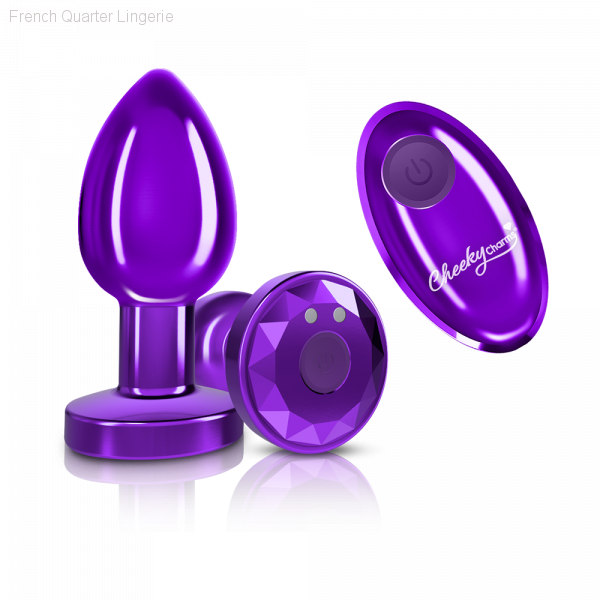 Cheeky Charms - Rechargeable Vibrating Metal Butt Plug With Remote Control - Purple Cheeky Charms - Rechargeable Vibrating Metal Butt Plug With Remote Control - Purple