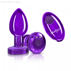 Cheeky Charms - Rechargeable Vibrating Metal Butt Plug With Remote Control - Purple Cheeky Charms - Rechargeable Vibrating Metal Butt Plug With Remote Control - Purple