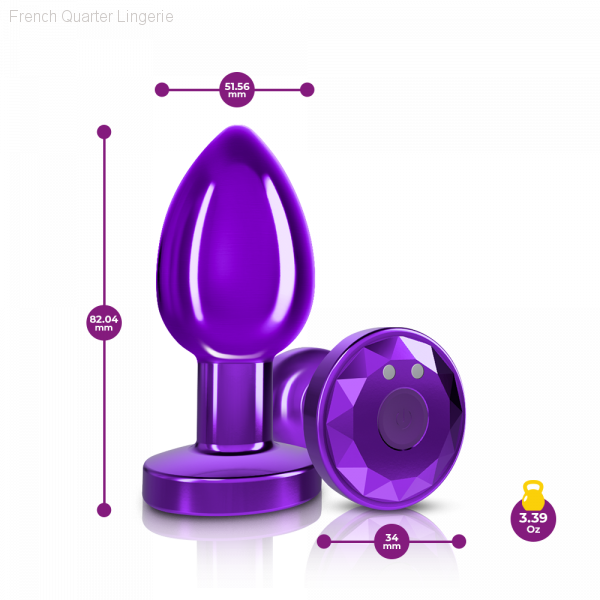 Cheeky Charms - Rechargeable Vibrating Metal Butt Plug With Remote Control - Purple Cheeky Charms - Rechargeable Vibrating Metal Butt Plug With Remote Control - Purple