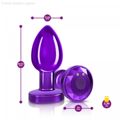 Cheeky Charms - Rechargeable Vibrating Metal Butt Plug With Remote Control - Purple Cheeky Charms - Rechargeable Vibrating Metal Butt Plug With Remote Control - Purple