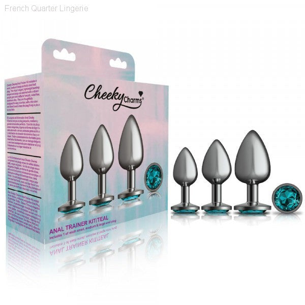 Cheeky Charms - Metal Butt Plug Gunmetal - Round - Anal Trainer Kit-French Quarter Lingerie Cheeky Charms - Metal Butt Plug Gunmetal - Round - Anal Trainer Kit-French Quarter Lingerie