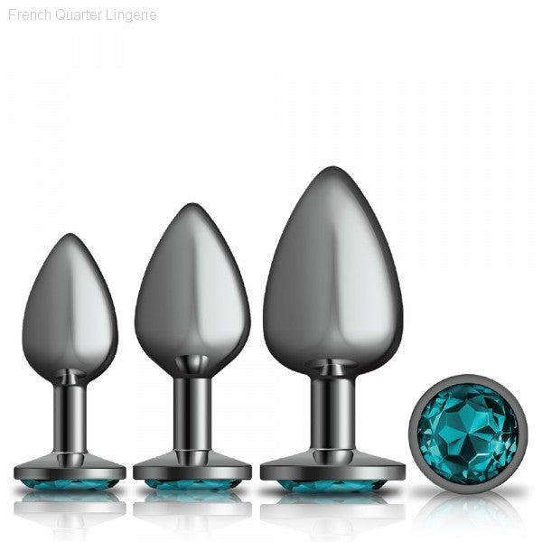 Cheeky Charms - Metal Butt Plug Gunmetal - Round - Anal Trainer Kit-French Quarter Lingerie Cheeky Charms - Metal Butt Plug Gunmetal - Round - Anal Trainer Kit-French Quarter Lingerie