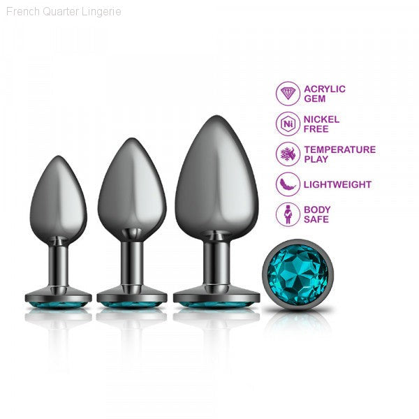 Cheeky Charms - Metal Butt Plug Gunmetal - Round - Anal Trainer Kit-French Quarter Lingerie Cheeky Charms - Metal Butt Plug Gunmetal - Round - Anal Trainer Kit-French Quarter Lingerie