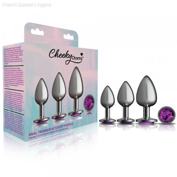 Cheeky Charms - Metal Butt Plug Gunmetal - Round - Anal Trainer Kit-French Quarter Lingerie Cheeky Charms - Metal Butt Plug Gunmetal - Round - Anal Trainer Kit-French Quarter Lingerie