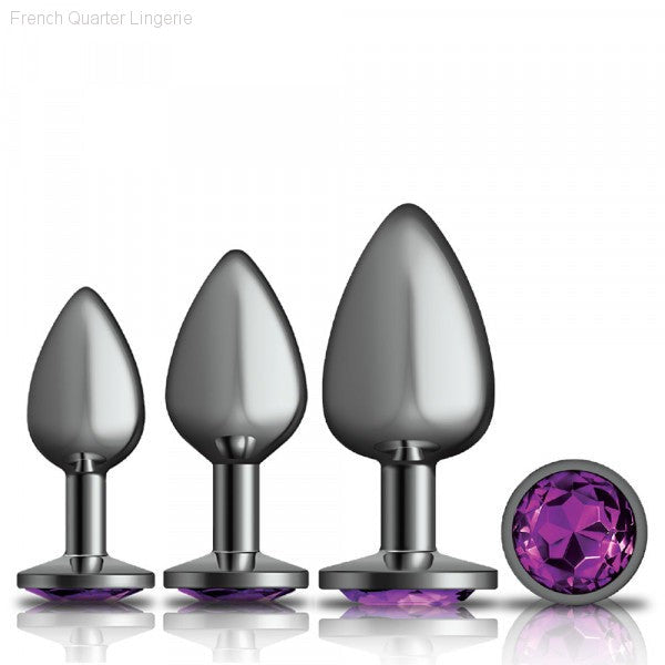 Cheeky Charms - Metal Butt Plug Gunmetal - Round - Anal Trainer Kit-French Quarter Lingerie Cheeky Charms - Metal Butt Plug Gunmetal - Round - Anal Trainer Kit-French Quarter Lingerie