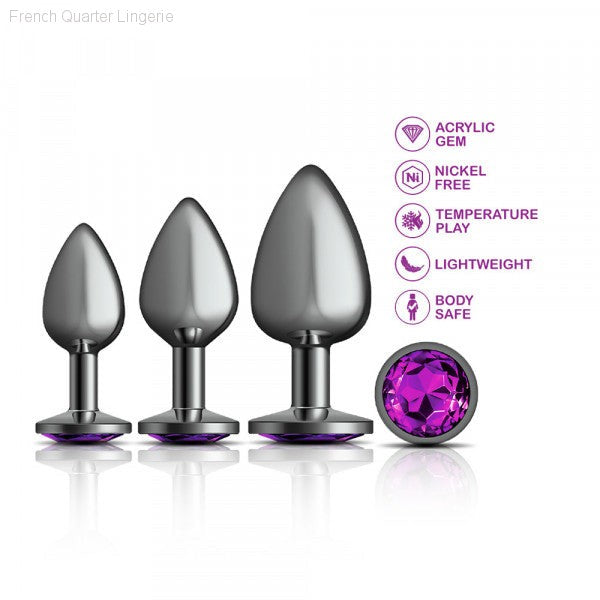 Cheeky Charms - Metal Butt Plug Gunmetal - Round - Anal Trainer Kit-French Quarter Lingerie Cheeky Charms - Metal Butt Plug Gunmetal - Round - Anal Trainer Kit-French Quarter Lingerie