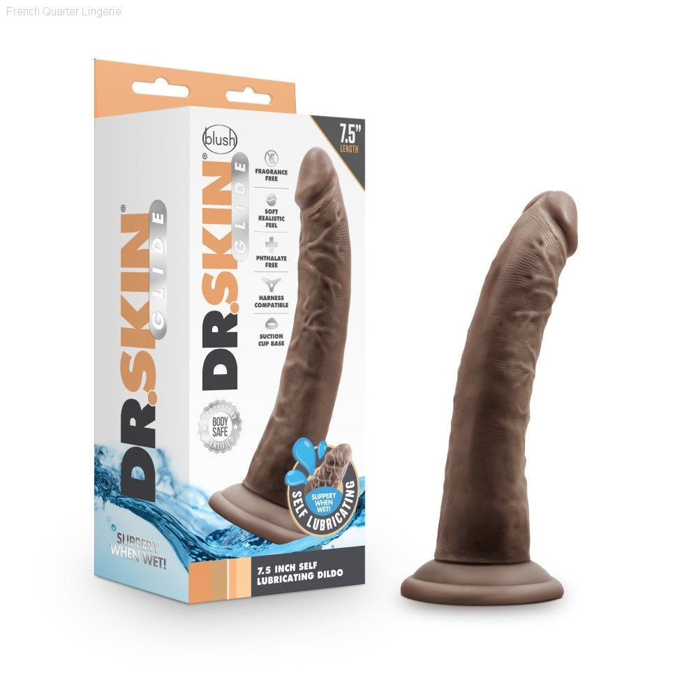 Dr. Skin Glide By Blush® | Realistic 7.5-Inch Long Self-Lubricating Dildo With Suction Cup Base-French Quarter Lingerie Dr. Skin Glide By Blush® | Realistic 7.5-Inch Long Self-Lubricating Dildo With Suction Cup Base-French Quarter Lingerie