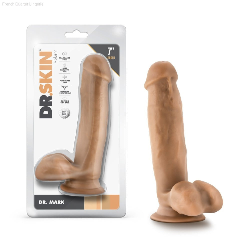 Dr. Skin By Blush® | Dr. Mark 7 Inch Long Dildo with Suction Cup & Balls-French Quarter Lingerie Dr. Skin By Blush® | Dr. Mark 7 Inch Long Dildo with Suction Cup & Balls-French Quarter Lingerie