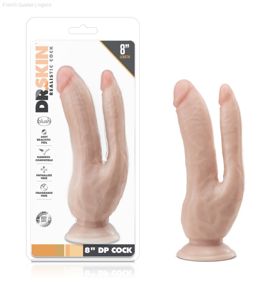 Dr. Skin By Blush® | Vanilla 8-Inch Long Dildo With Suction Cup Base-French Quarter Lingerie Dr. Skin By Blush® | Vanilla 8-Inch Long Dildo With Suction Cup Base-French Quarter Lingerie