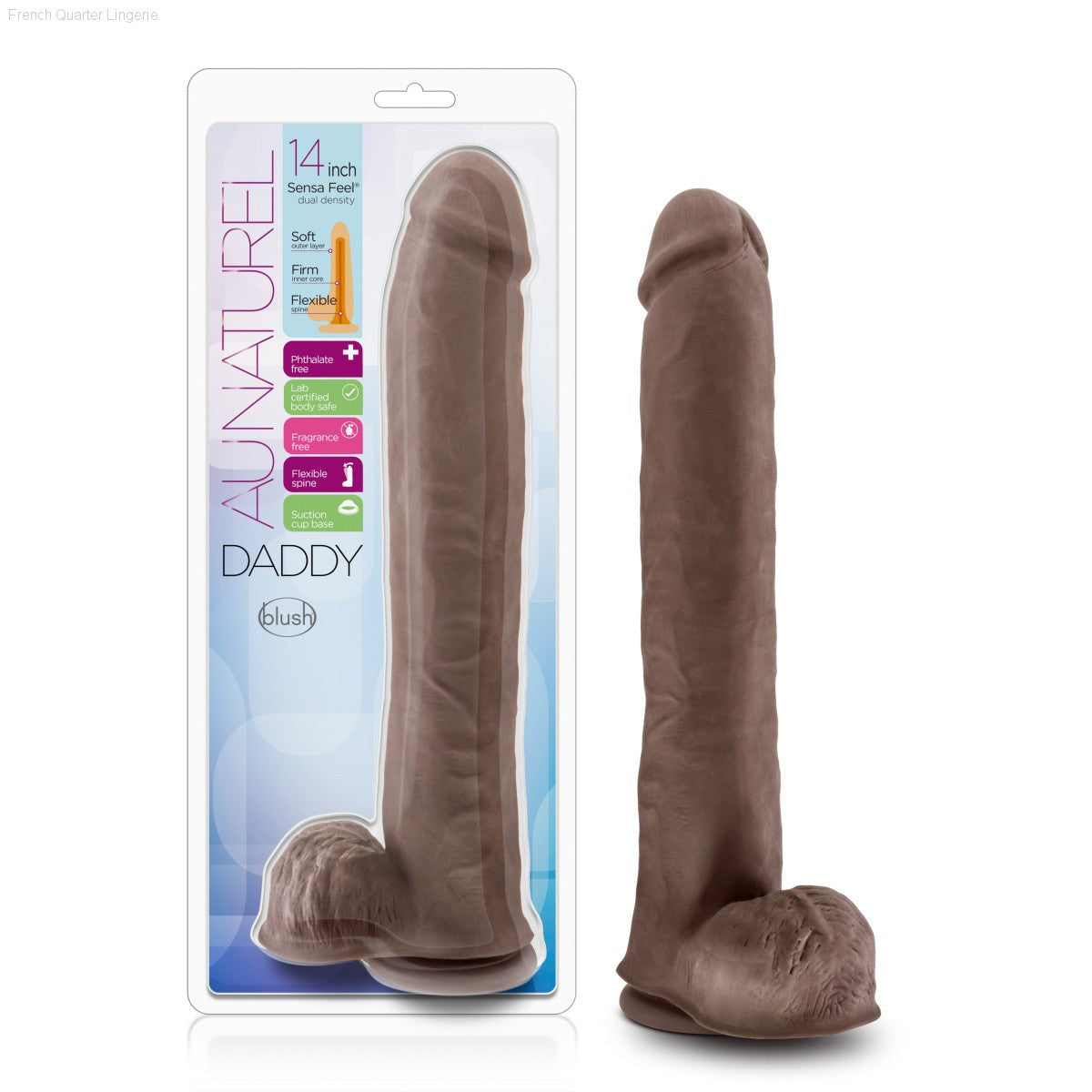 Au Naturel Daddy Realistic 14-Inch Long Dildo With Balls & Suction Cup Base-French Quarter Lingerie Au Naturel Daddy Realistic 14-Inch Long Dildo With Balls & Suction Cup Base-French Quarter Lingerie