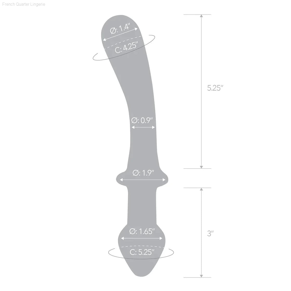 9" Classic Curved Dual-Ended Dildo-French Quarter Lingerie 9" Classic Curved Dual-Ended Dildo-French Quarter Lingerie