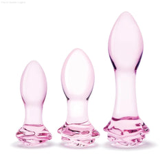 3-Piece Rose Glass Butt Plug Set-French Quarter Lingerie 3-Piece Rose Glass Butt Plug Set-French Quarter Lingerie