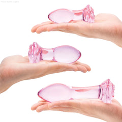 3-Piece Rose Glass Butt Plug Set-French Quarter Lingerie 3-Piece Rose Glass Butt Plug Set-French Quarter Lingerie