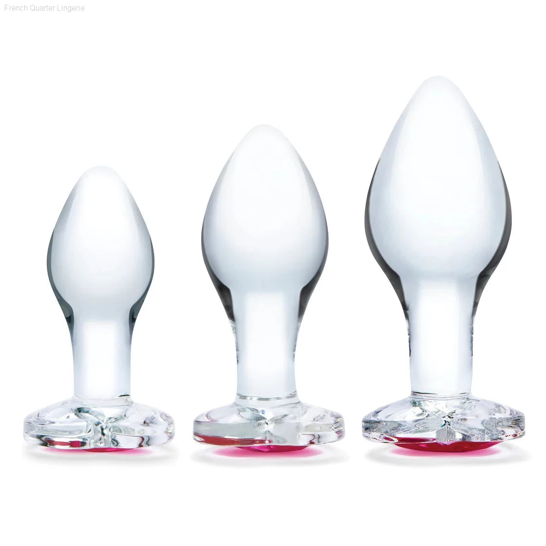 Heart Jeweled Glass Butt Plugs Set-French Quarter Lingerie Heart Jeweled Glass Butt Plugs Set-French Quarter Lingerie