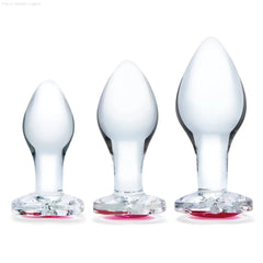 Heart Jeweled Glass Butt Plugs Set-French Quarter Lingerie Heart Jeweled Glass Butt Plugs Set-French Quarter Lingerie