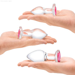 Heart Jeweled Glass Butt Plugs Set-French Quarter Lingerie Heart Jeweled Glass Butt Plugs Set-French Quarter Lingerie