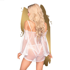 Lip Smacker - Mesh chemise with lace details and matching panty Lip Smacker - Mesh chemise with lace details and matching panty