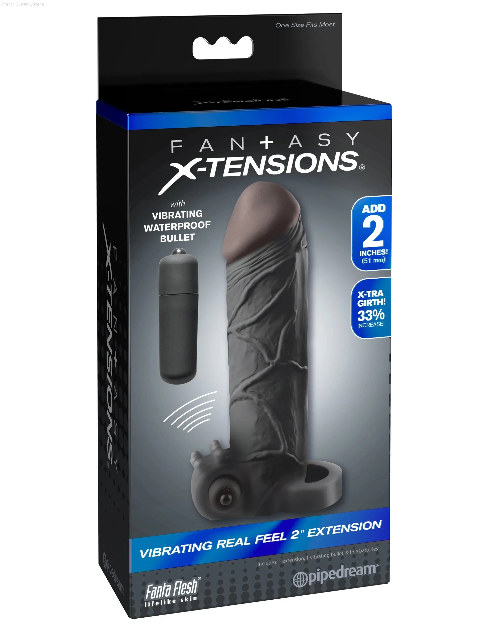 Fantasy X-Tensions - Vibrating Real Feel 2" Extension-French Quarter Lingerie Fantasy X-Tensions - Vibrating Real Feel 2" Extension-French Quarter Lingerie
