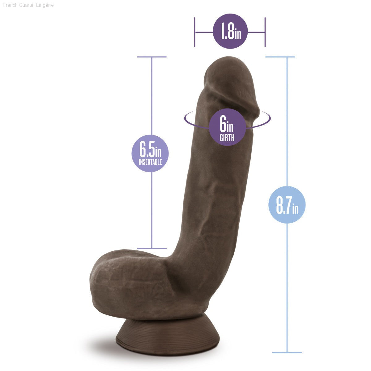 Au Naturel By Blush® | Jerome Realistic Brown 8.5-Inch Long Dildo With Balls & Suction Cup Base-French Quarter Lingerie Au Naturel By Blush® | Jerome Realistic Brown 8.5-Inch Long Dildo With Balls & Suction Cup Base-French Quarter Lingerie