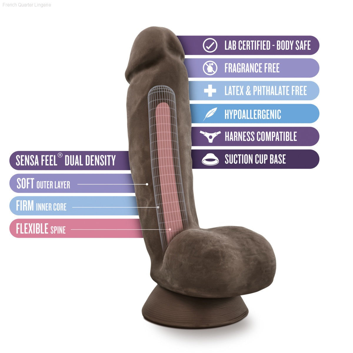 Au Naturel By Blush® | Jerome Realistic Brown 8.5-Inch Long Dildo With Balls & Suction Cup Base-French Quarter Lingerie Au Naturel By Blush® | Jerome Realistic Brown 8.5-Inch Long Dildo With Balls & Suction Cup Base-French Quarter Lingerie