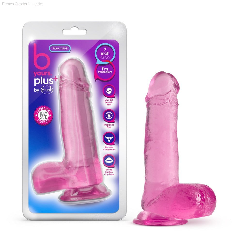 B Yours Plus By Blush® | Rock N’ Roll Realistic 7.25-Inch Long Dildo With Balls & Suction Cup Base-French Quarter Lingerie B Yours Plus By Blush® | Rock N’ Roll Realistic 7.25-Inch Long Dildo With Balls & Suction Cup Base-French Quarter Lingerie