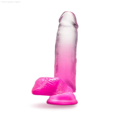 B Yours By Blush® | Sugar Magnolia Realistic Fuchsia 6.75-Inch Long Dildo With Balls & Suction Cup Base-French Quarter Lingerie B Yours By Blush® | Sugar Magnolia Realistic Fuchsia 6.75-Inch Long Dildo With Balls & Suction Cup Base-French Quarter Lingerie