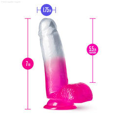 B Yours By Blush® | Sugar Magnolia Realistic Fuchsia 6.75-Inch Long Dildo With Balls & Suction Cup Base-French Quarter Lingerie B Yours By Blush® | Sugar Magnolia Realistic Fuchsia 6.75-Inch Long Dildo With Balls & Suction Cup Base-French Quarter Lingerie