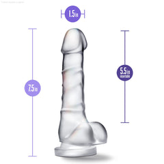 B Yours Diamond By Blush® | Quartz Realistic Clear 7.5-Inch Long Dildo With Balls & Suction Cup Base-French Quarter Lingerie B Yours Diamond By Blush® | Quartz Realistic Clear 7.5-Inch Long Dildo With Balls & Suction Cup Base-French Quarter Lingerie